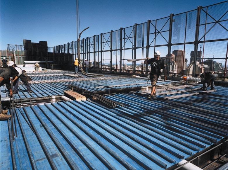 About 20,000 square metres of LYSAGHT BONDEK® acts as permanent formwork on the A$65 million development in the heart of Melbourne.